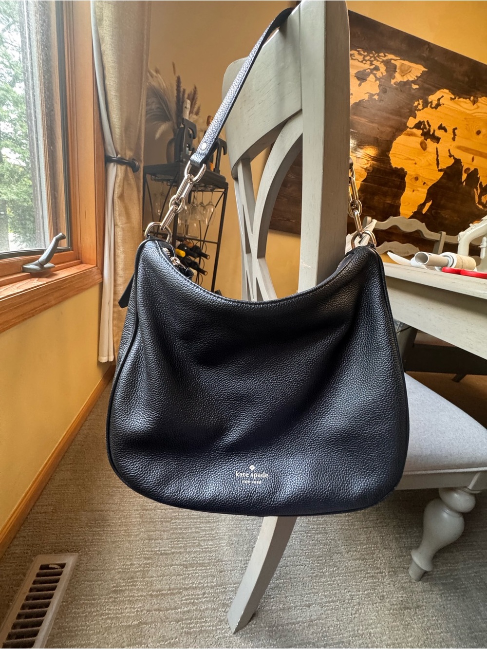 kate spade Black Pebbled Leather Large Shoulder Hobo in great condition!